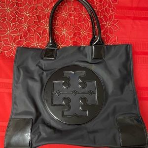 Large black Tory Burch Ella tote